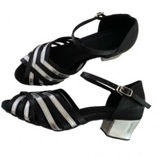 ANGIE BLACK/SILVER -  BLOCK HEEL